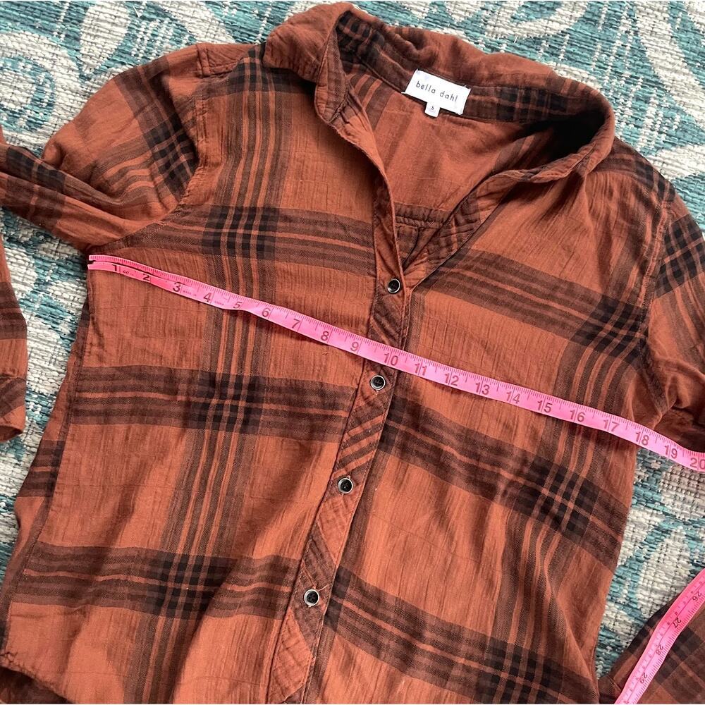 Bella Dahl Rust Plaid Flannel Button Down Shirt Top - Size‎ S - Picture 4 of 5